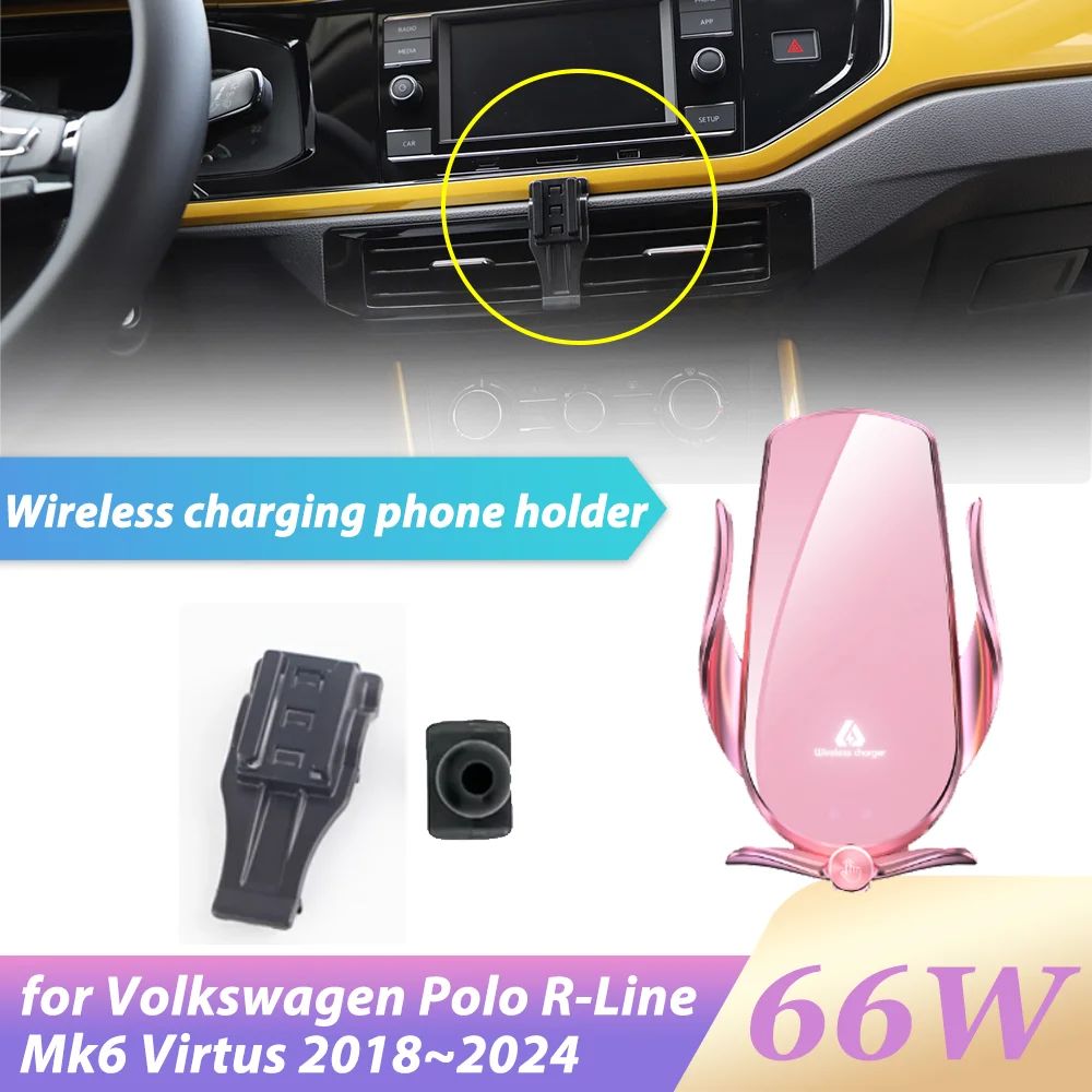 Автомобильный держатель телефона 66 Вт для Volkswagen VW Polo R-Line Mk6 Virtus 2018 ~ 2024 2019 GPS