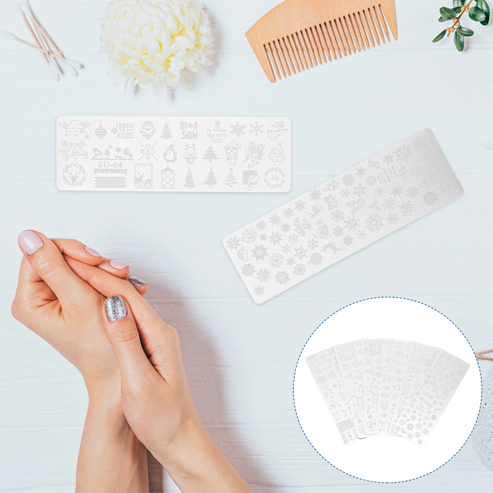 

Nail Christmasstamping Manicure Platesstampers Plate Stamper Templates Diy Template Printing Stamp Metal Stencils Kit Tool