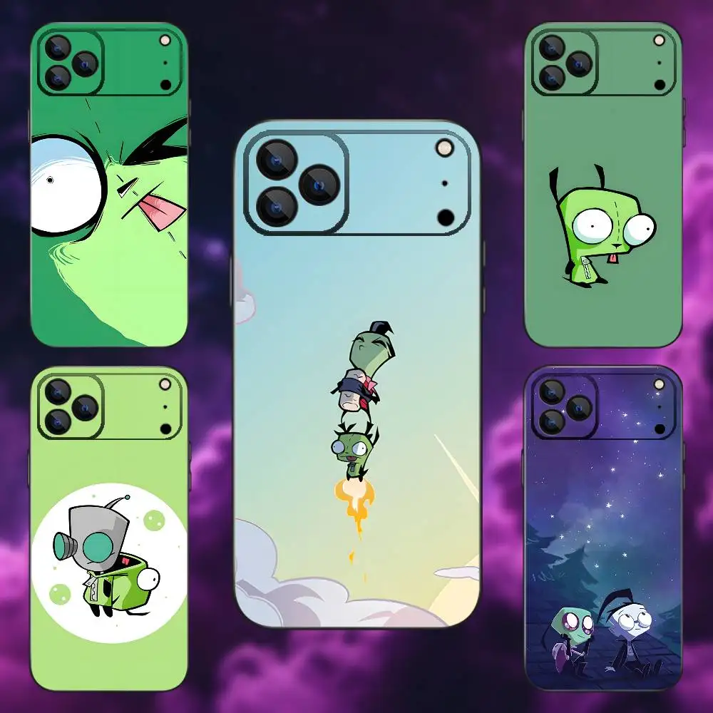 Фото Чехол для телефона Cartoon I-Invader-Z-Zim для iPhone 17,16,15,14,13,12, Pro, Max, Plus,E,SE4,Air,Mini Black Soft Box №1