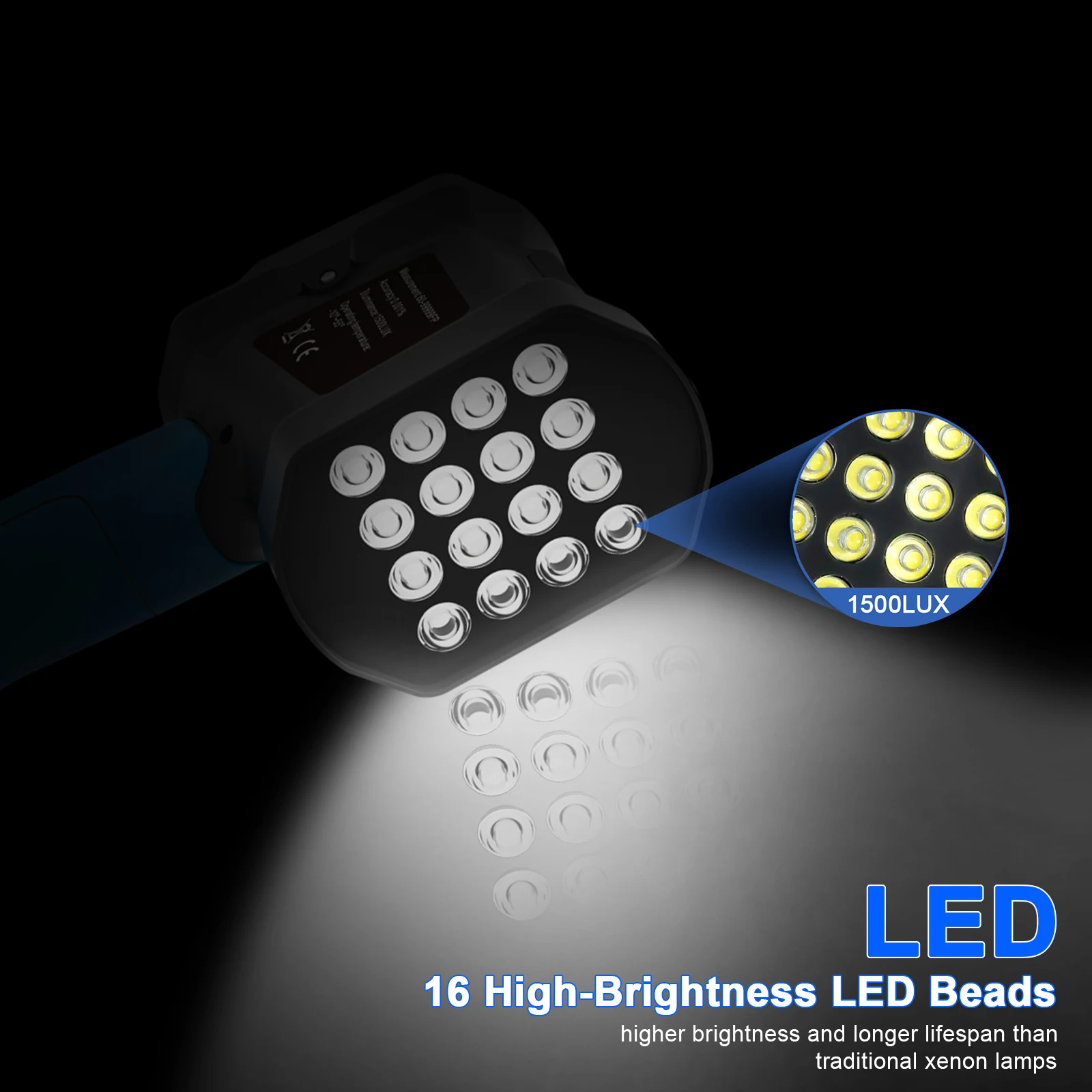 Фото Тахометр-стробоскоп Holdpeak 8000B LED с фонарем, 60-100000 FPM, бесконтактный, 1500LUX, с регулировкой фазы №2