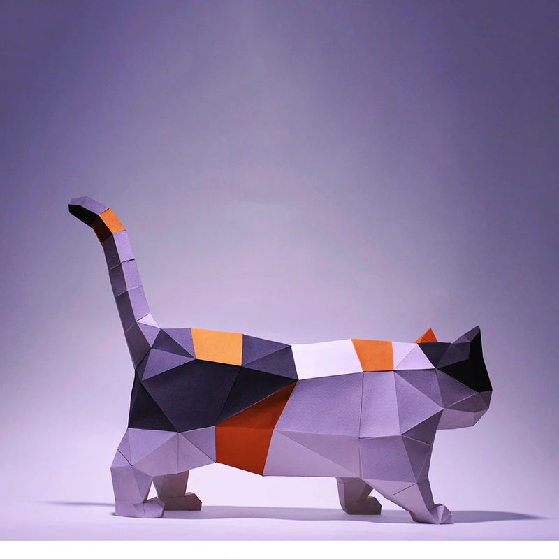 Кошка животное котенок бумажная модель Papercraft 3D домашний декор украшение для