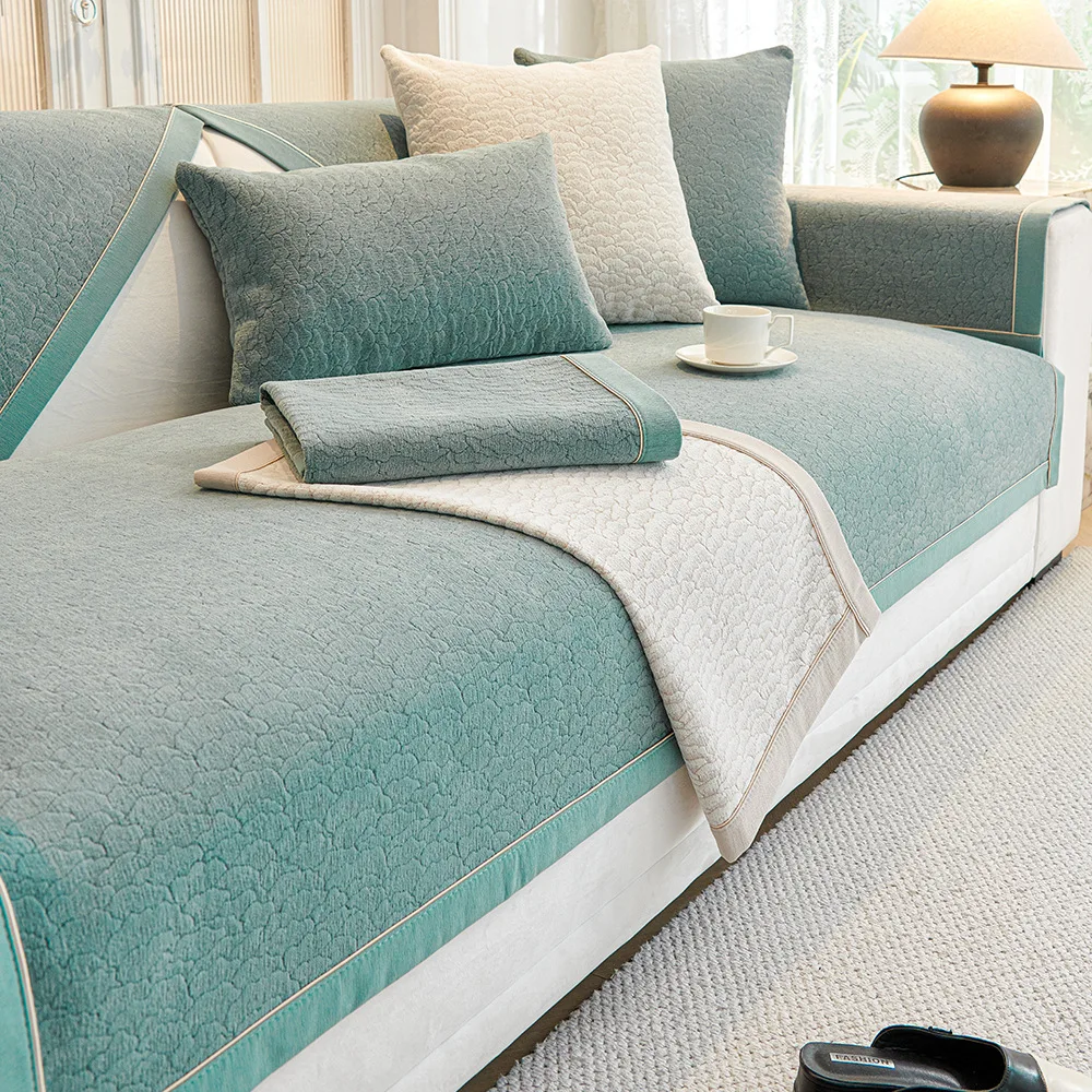 Роскошный жаккардовый чехол для дивана из синели секционный Универсальный