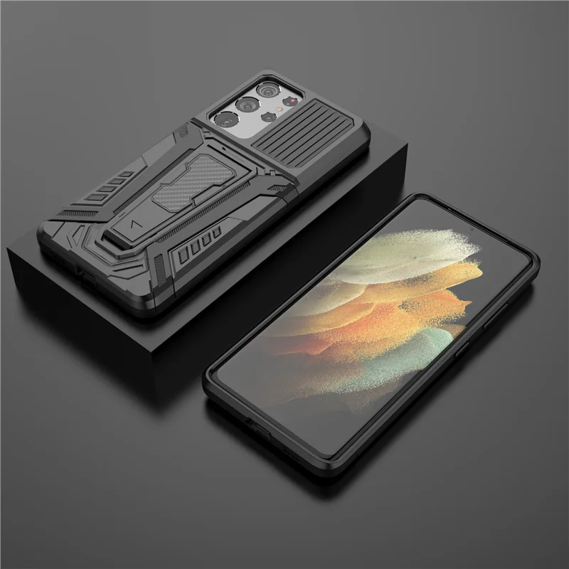

Tough Armored Car Magnetic Case For Samsung Galaxy S21 Ultra S21 Plus Shockproof Protection Stand Holder Cover