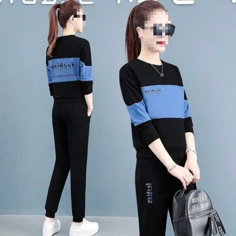 2023 весна осень новый стиль женский повседневный спортивный костюм больших