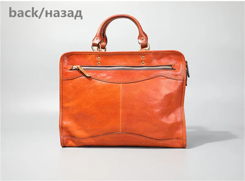 Fashion luxury genuine leather men's women's briefcase designer organizer business travel first layer cowhide messenger bag