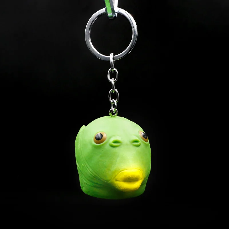 

Green Fish Headgear Strange Fish Mask Headgear Creative Key Chain Pendant Jewelry Popular Anime Accessories