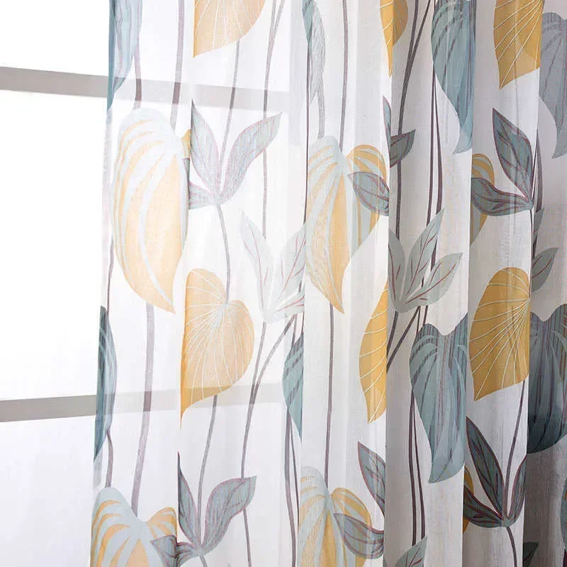 Стильные листья тюлевые занавески для гостиной украшения интерьера домашние