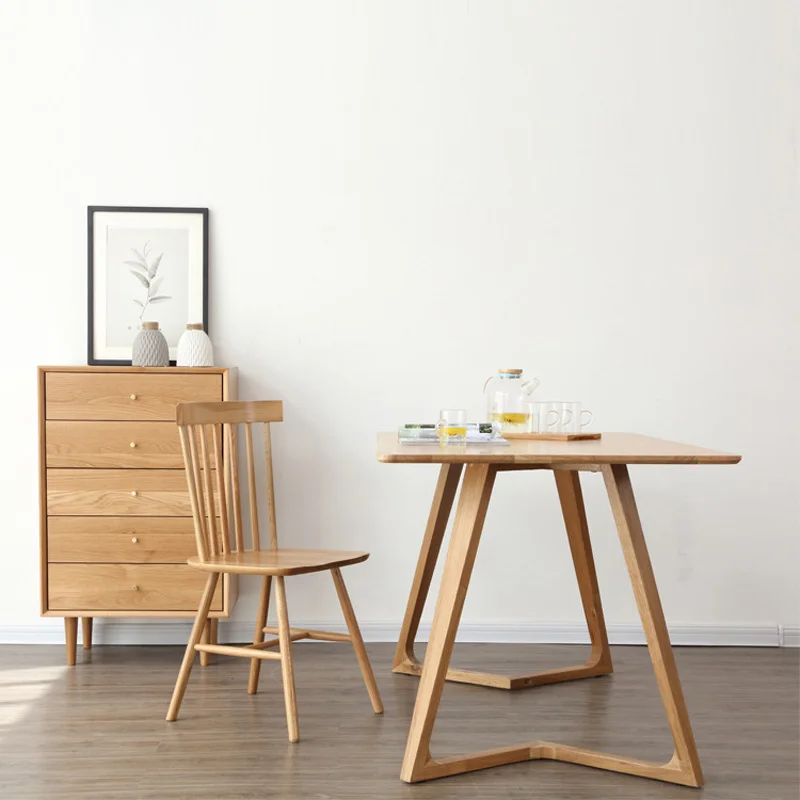 

Nordic Solid Wood Dining Chair Home Backrest Chair White oak Wooden Dining Chair