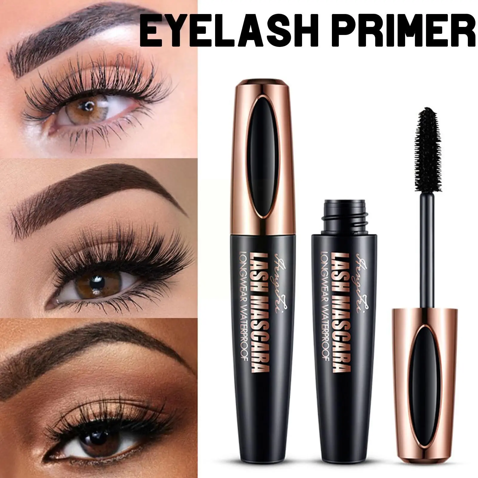 

4d Silk Fiber Mascara Waterproof And Easy To Dry Natural Long Eyelash Mascara Thick Makeup Eyelash Black Soft Cosmetics V9N0