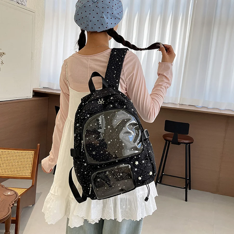 Фото Японский рюкзак Kawaii Itabag для женщин, новый прозрачный рюкзак Star, женский рюкзак Ita большой вместимости, школьные сумки для студентов колледжей JK №5