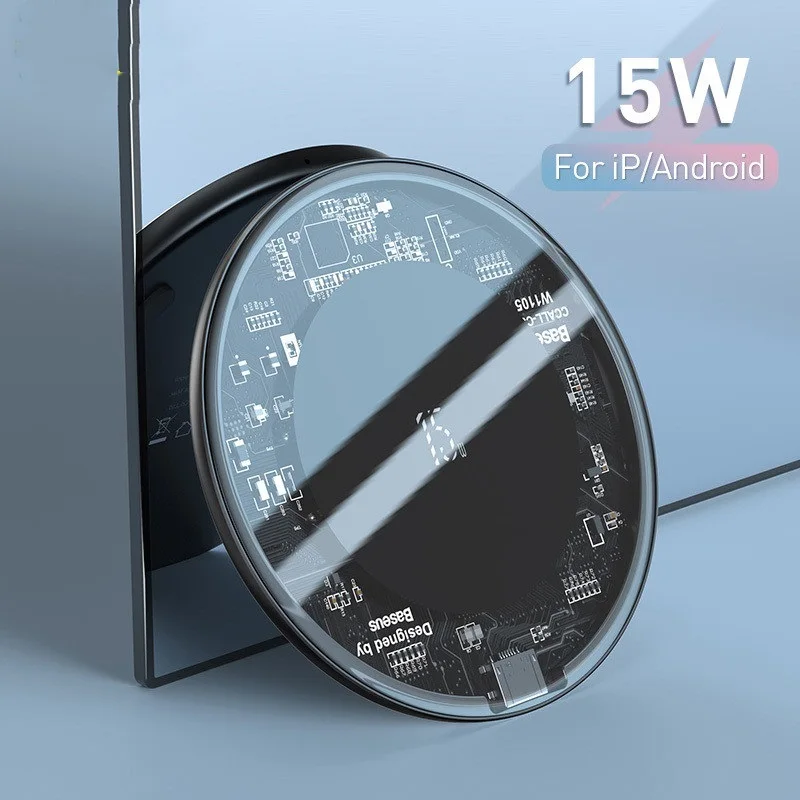 

15W Fast Wireless Charger For iPhone 12 13 Max For Airpods Visible Qi Wireless Charging Pad For Samsung S10 S9 Note 10