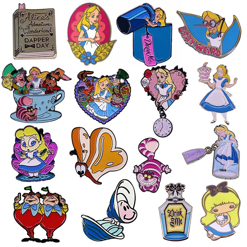Эмалированные булавки с героями мультфильма Алиса в стране чудес