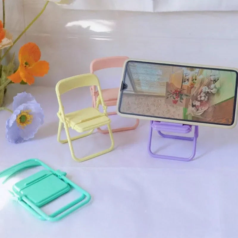 

Portable Mini Mobile Phone Stand Desktop Chair Stand 4 Color Adjustable Macaron Color Stand Foldable Shrink Decoration