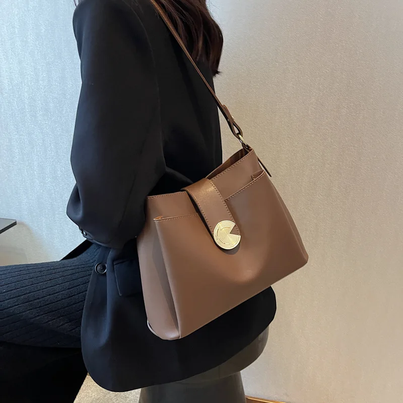 LOERSS Women's Casual PU Leather Shoulder Bags Solid Color Fashion Zipper Crossbody Bags 2023 New Designer Satchels HandBags