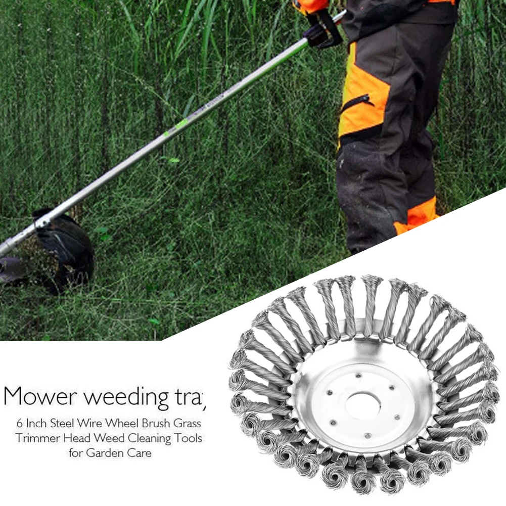 

6Inch Steel Wire Wheel Grass Trimmer Head Lawn Mower Grass Trimmer Brush Trimmer Cutter Head Garden Tools Lawnmover Accessories