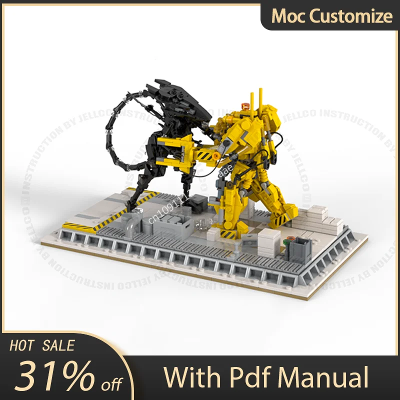 896 шт. Moc Aliens Micro Diorama: Ripley Vs Alien Queen строительные блоки креативная сборка кирпичи