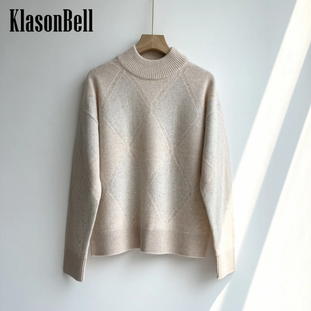 10.29 KlasonBell блестки вышивка Argyle клетчатый свитер с высоким воротником осень-зима