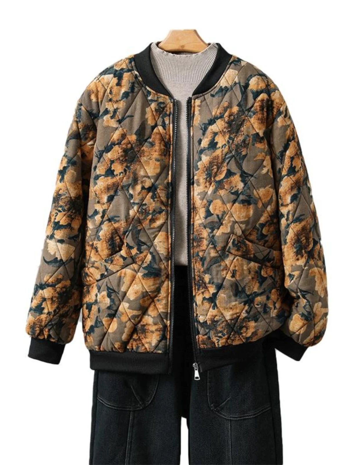 2024 новая свободная женская корейская бейсбольная форма с цветочным принтом