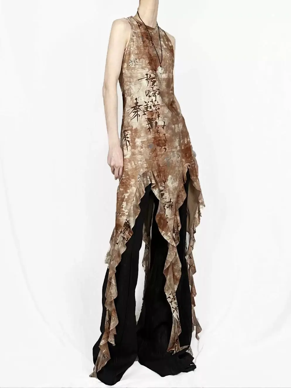 Майка с надписью Tie Dye винтажный облегающий жилет без рукавов ассиметричная