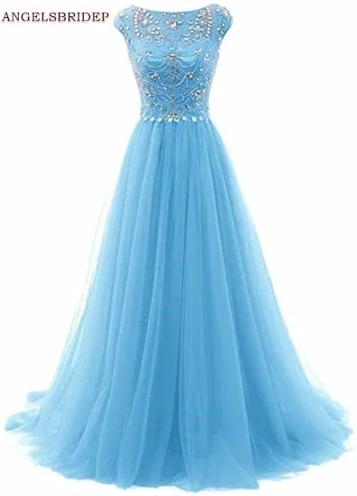 

Sheer Neck A-Line Evening Party Gowns Vestidos de festa Formal Beading Vestidos de festa Formal Prom Dresses HOT