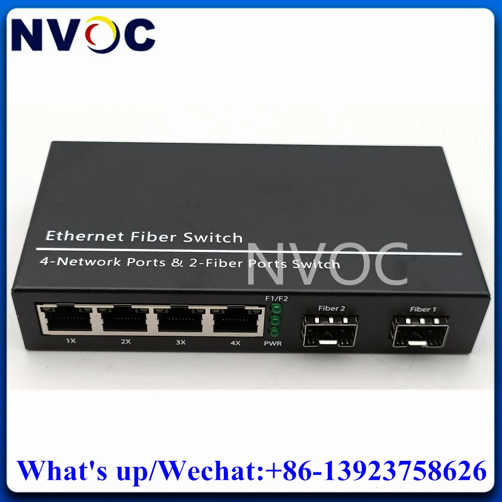 

10/100/1000Mbps 2SFP Slot and 4RJ45 Ports Etherent Gigabit SFP Media Converter 1000M Fiber Optic Switch