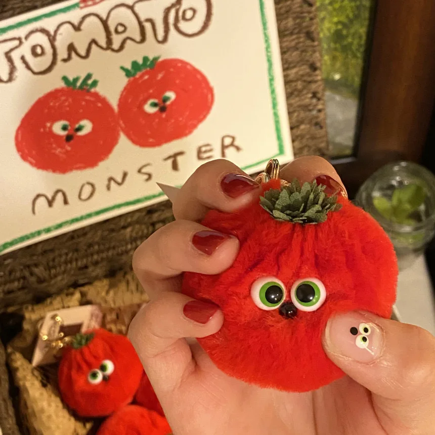 

Cute Plush Doll Keychain Sweet Persimmon Tomato Peach Lemon Mochi Monster Small Pendant Pendant Jewelry Accessories