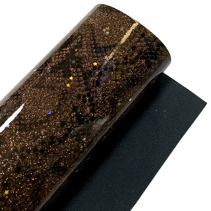 Змеиная кожа с красочными блестками в виде звезд гладкая глянцевая