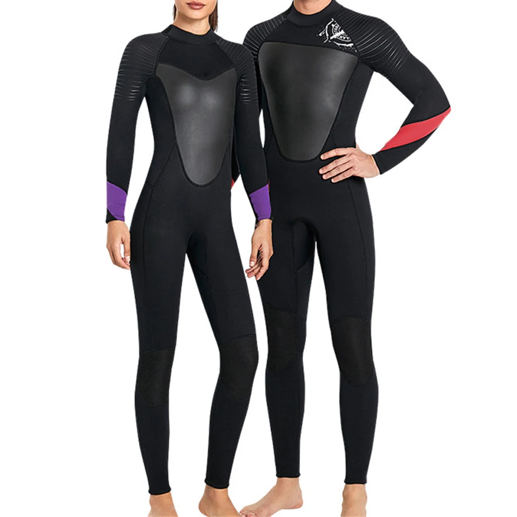 Diving Snorkelling Suit 3MM Warm Keeping Sunproof Protective Kayaking Freediving Long Sleeve Wetsuit Woman Black XS