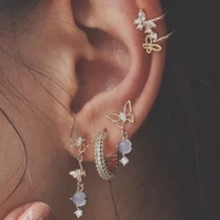 fashion rhinestone butterfly piercing ear cuffs for women stud earrings crystal zircon ear clip set girl ear studs party jewelry