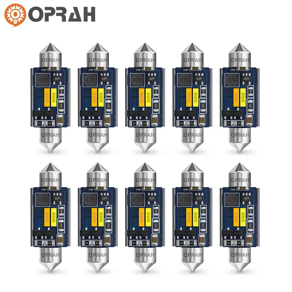 Oprah 10PCS C5W C10W LED CSP 1860 Чип-лампа Festoon 31 мм 36 39 41 Canbus Автоматическая внутренняя