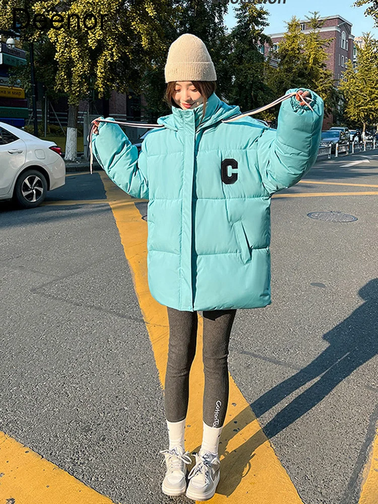 2022 New Autumn Winter Loose Jacket Hooded Coat Women Overcoat Solid Cotton-padded Clothes Female Parka Outerwear