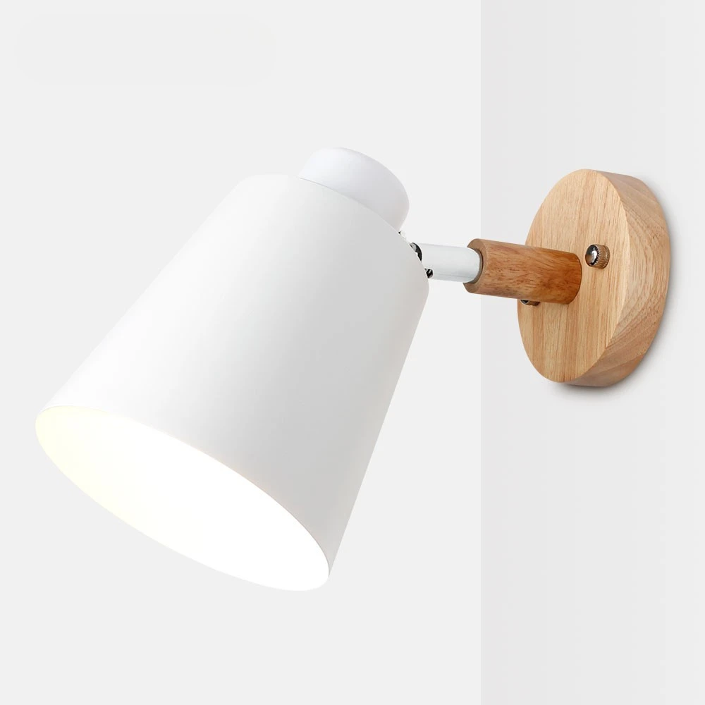 

wooden wall lights bedside wall lamp wall sconce modern wall light for bedroom Nordic macaroon 6 color steering head E27 85-285V