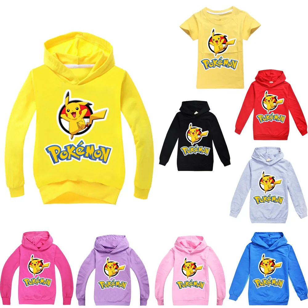 

Boys Picacue Hoodies Autumn 3D Print Cartoon Pokemoned Sweatshirt Kids Funny Harajuku Fashion Tops Boys Girls Super Cool T-shirt