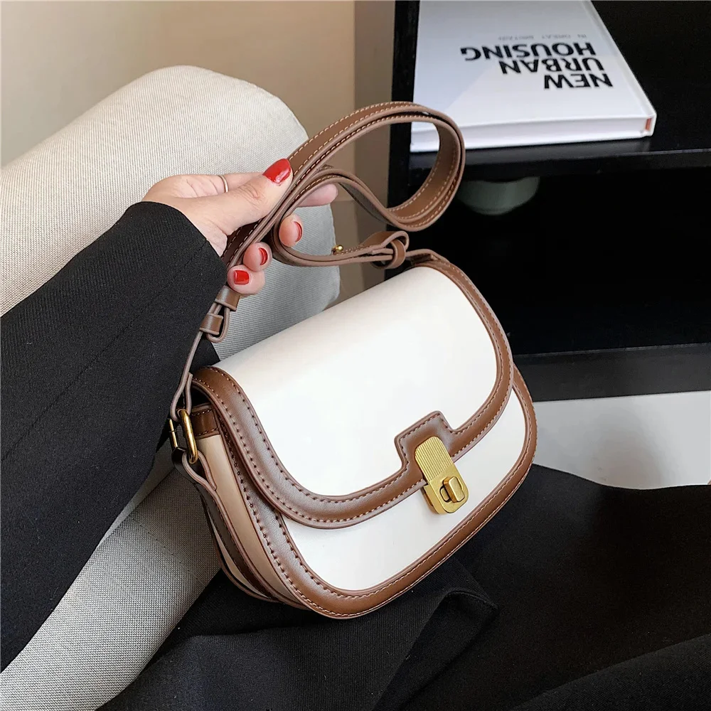 

Toptrends Saddle Small Crossbody Bags For Women 2023 Trend Luxury Designer Underarm Shoulder Bag PU Leather Flap Ladies Handbags