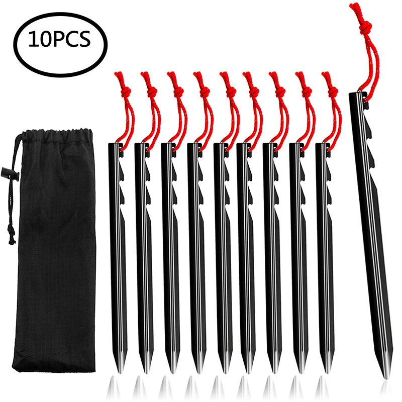 

10 Pcs Ultralight Heavy Duty Aluminum Alloy Tent Stakes Pegs Outdoor Travel Pegs Nails Camping titanium ultralight lightweight
