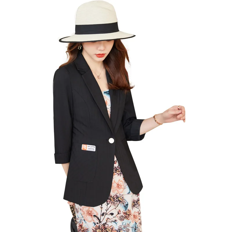 

2022 new Korean spring and summer leisure medium sleeve small suit coat women's work clothes formal slim 6271