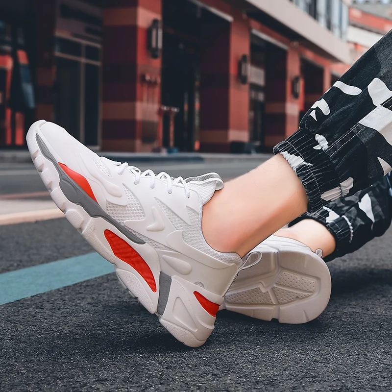 JIEMIAO Men Running Shoes Mesh Breathable Jogging Sport Shoes Non-slip Walking Men Sneakers Comfortable Training Footwear