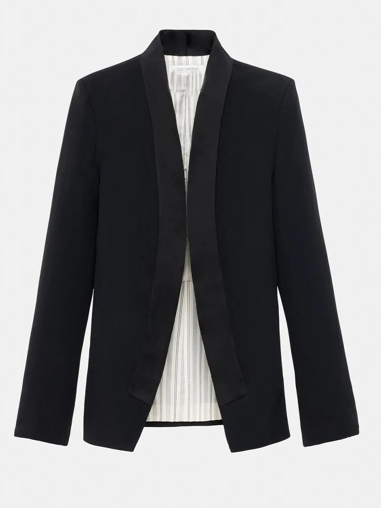 

Zach AiIsa Spring New Women's Black Fashion Simple Temperament Texture Versatile Design Lapel Long Sleeve Casual Blazer