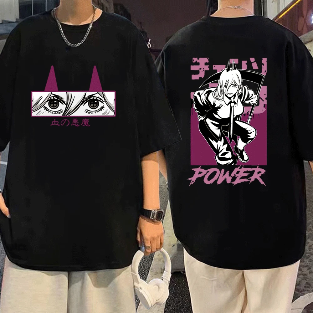 

Japan Classic Anime Chainsaw Man T-shirts Funny Makima Power Denji Manga Print T-shirt Oversized Short Sleeve Tees Streetwear