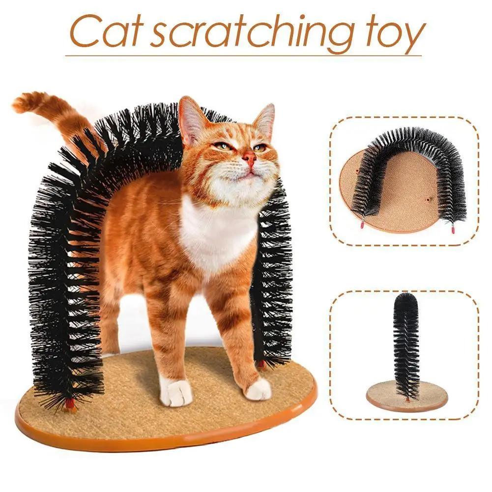 

Cat Arch Self Groomer Massager Toy Cat Toys Pet Kitten Scratcher Toys Fur Grooming Cat Brush Shedding With Scratch Pad