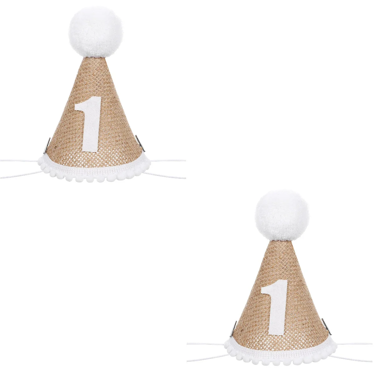 

2pcs Birthday Party Hat Linen Birthday Headwear Baby First Birthday Decorative Hat Prop