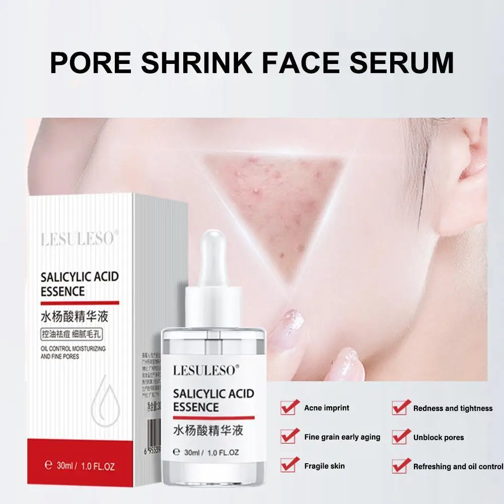 

Salicylic Acid Pore Shrink Face Serum Hyaluronic Acid Cosmetics Care Essence Pores Skin Smooth Repair Nourish Firm Moisturi C2K7