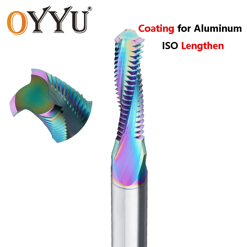 

OYYU ISO Metric Lengthen Coating Full Tooth Thread Milling Cutter Carbide End Mills CNC Tools M5x0.8 M6x1 M8 M10 for Aluminium