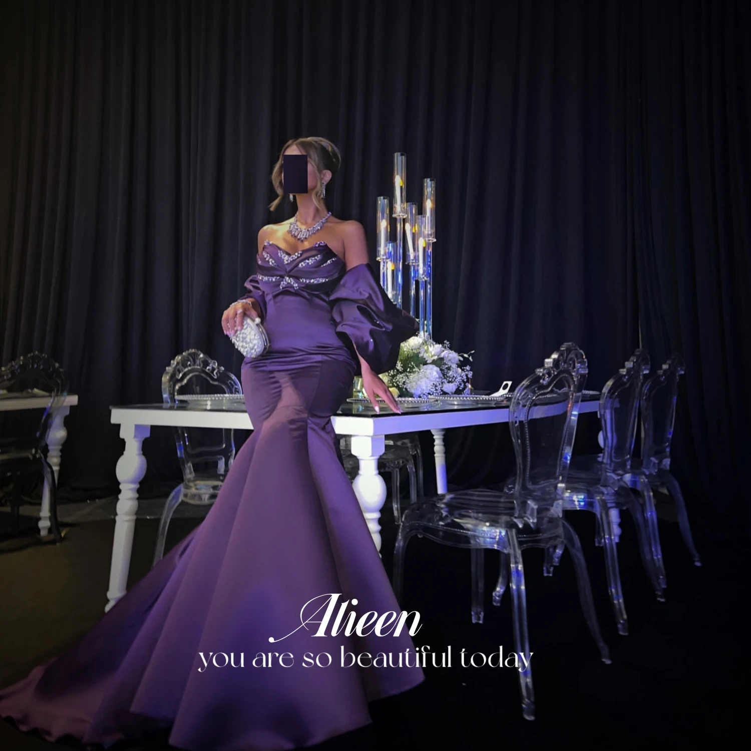 

Aileen Purple Elegant Gown Sexy Luxurious Women's Evening Dresses Women Long Party Dresses and Events Eid Al-fitr Mermaid Prom