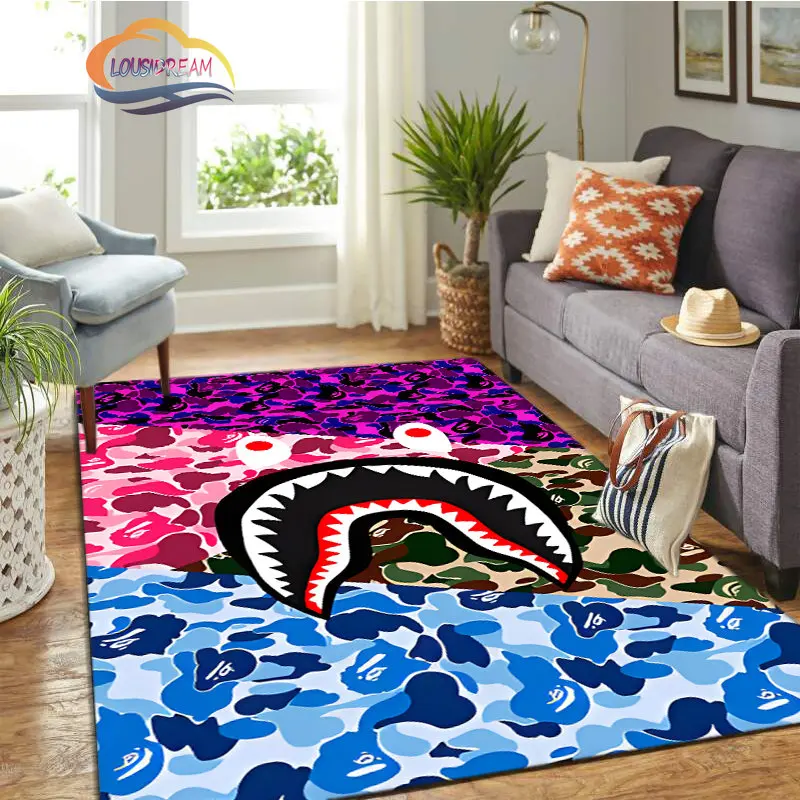 

Fashion trend ape head Carpet and rug Cartoon Ape bape living room and bedroom large area decorate floor mat non-slip Sofa mat