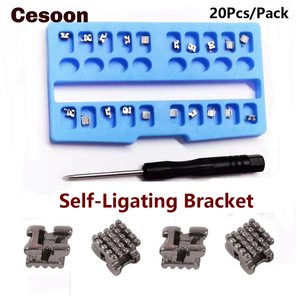 

20 шт./упаковка, Стоматологические Ортодонтические самолигирующие металлические кронштейны для зубов Roth/MBT 0,022 3/345, крючки, стоматологические материалы