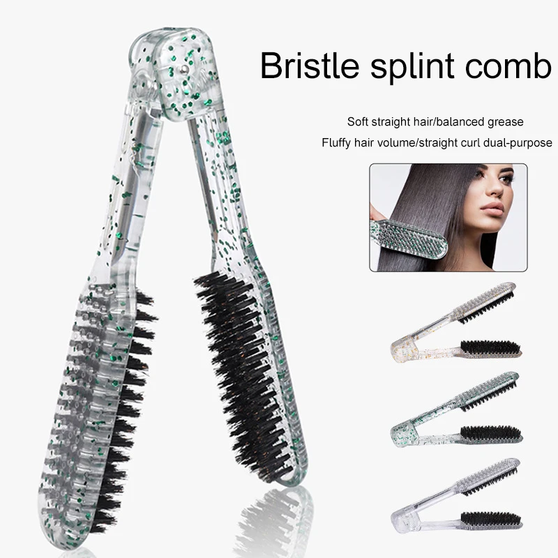 

V-Shape Styling Clipboard Comb Hair Straightening Clip Brush Bristle Splint Comb Not Hurt Hair Hairdressing Tools