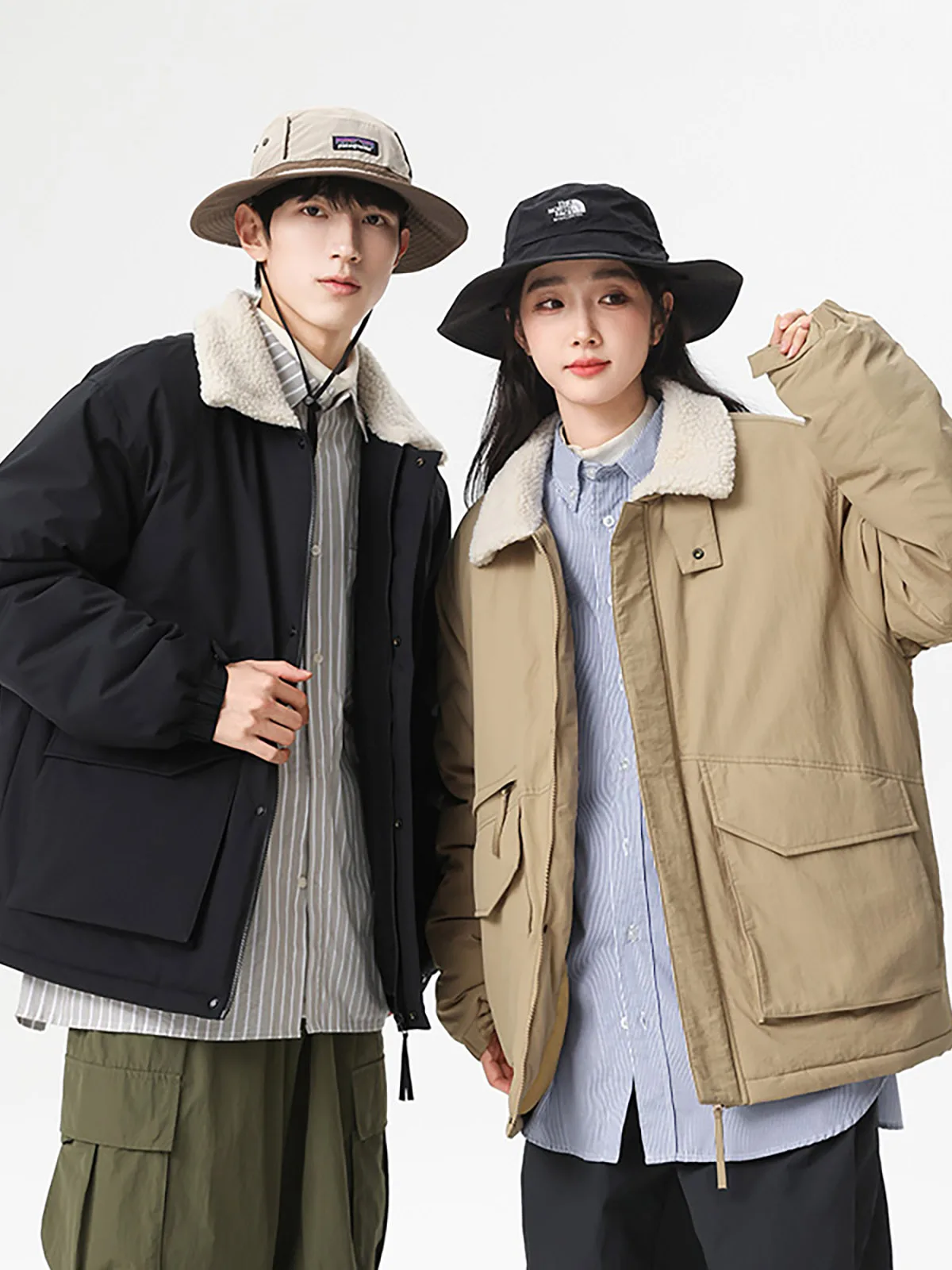 Зимняя трехмерная карманная берберская флисовая куртка на хлопковой подкладке