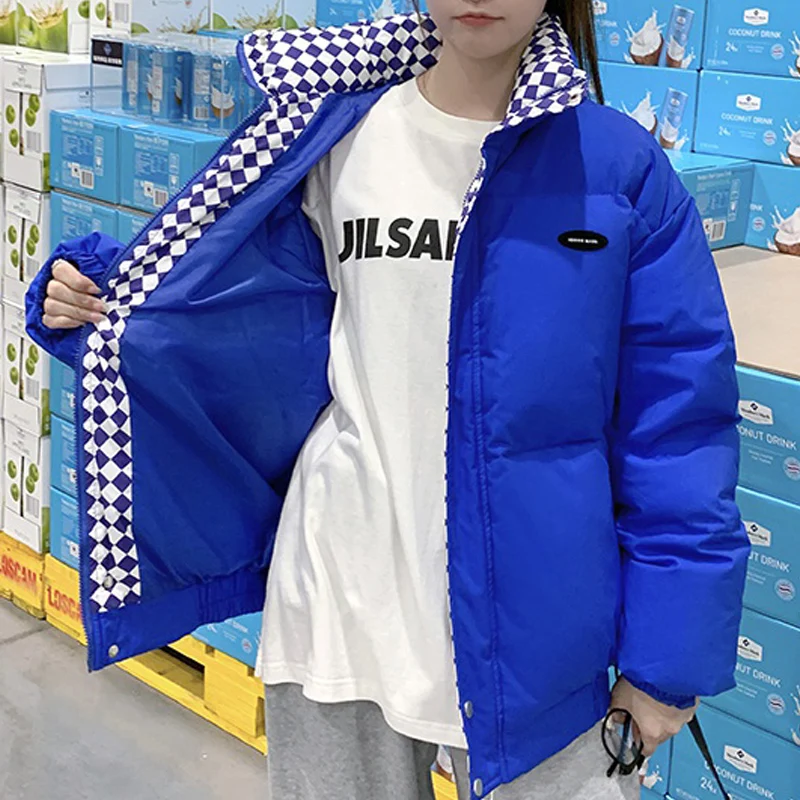 Winter jacket women's parka coat European street style lapel loose cotton coat women's fashion stitching thermal coat 2022