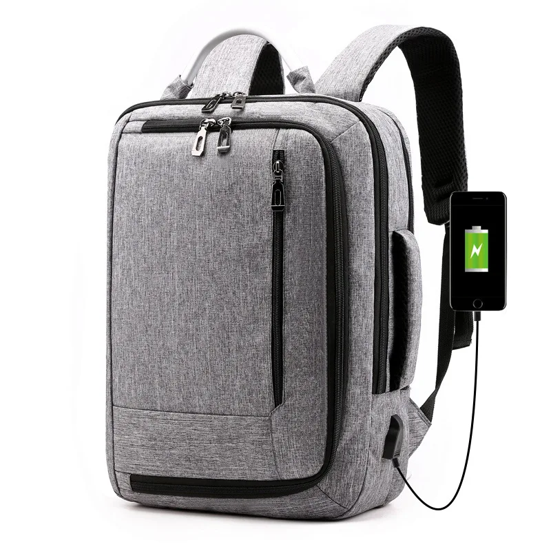 

Men's Backpack Laptop 15.6 Inches Gray Oxford School Bags for Teenage Boys USB Charging Casual Men Backpack Women